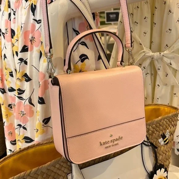 Kate Spade Staci Square Crossbody Saffiano Leather Chalk Pink - Picture 2 of 16